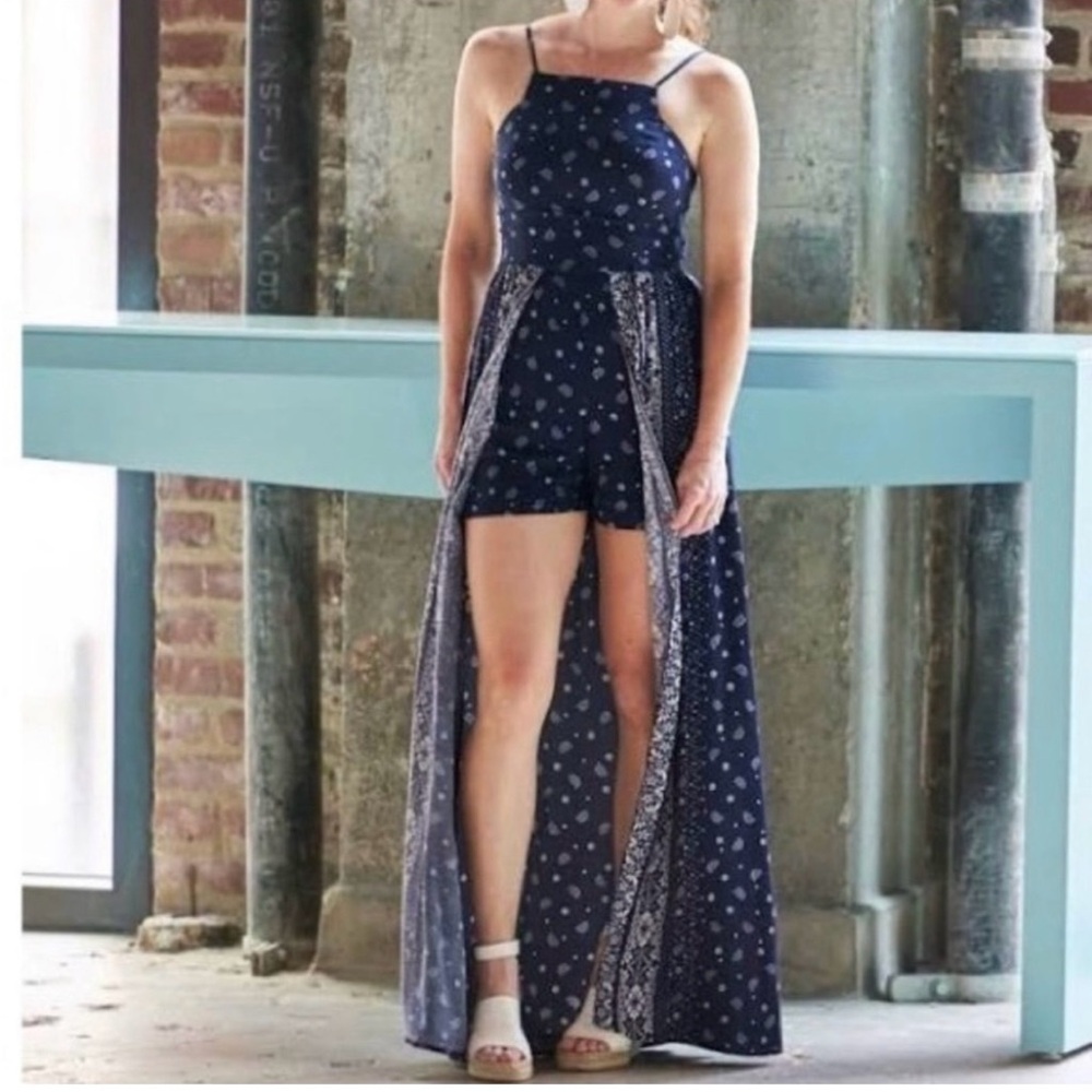 Band of Gypsies Navy and White Patterned Romper dress